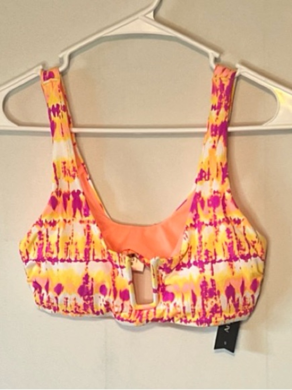 New W/T Ambrielle Bikini Graphic Colorful Swim Top Wireless Size S.
